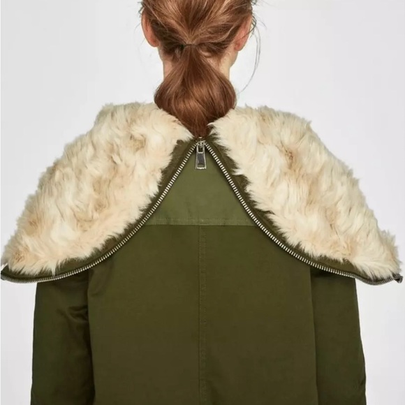 Zara two tone green parka utility coat size small! - Picture 3 of 12